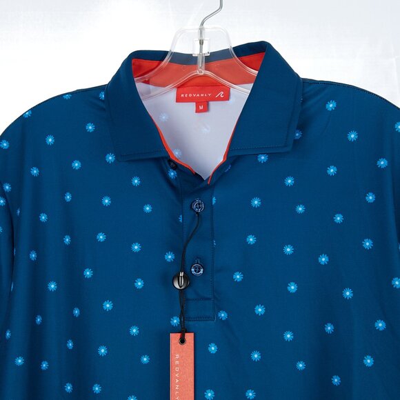 Redvanly Polo Shirt Medium Golf Junian Admiral Blue Geometric Spandex Stretch - Picture 2 of 7